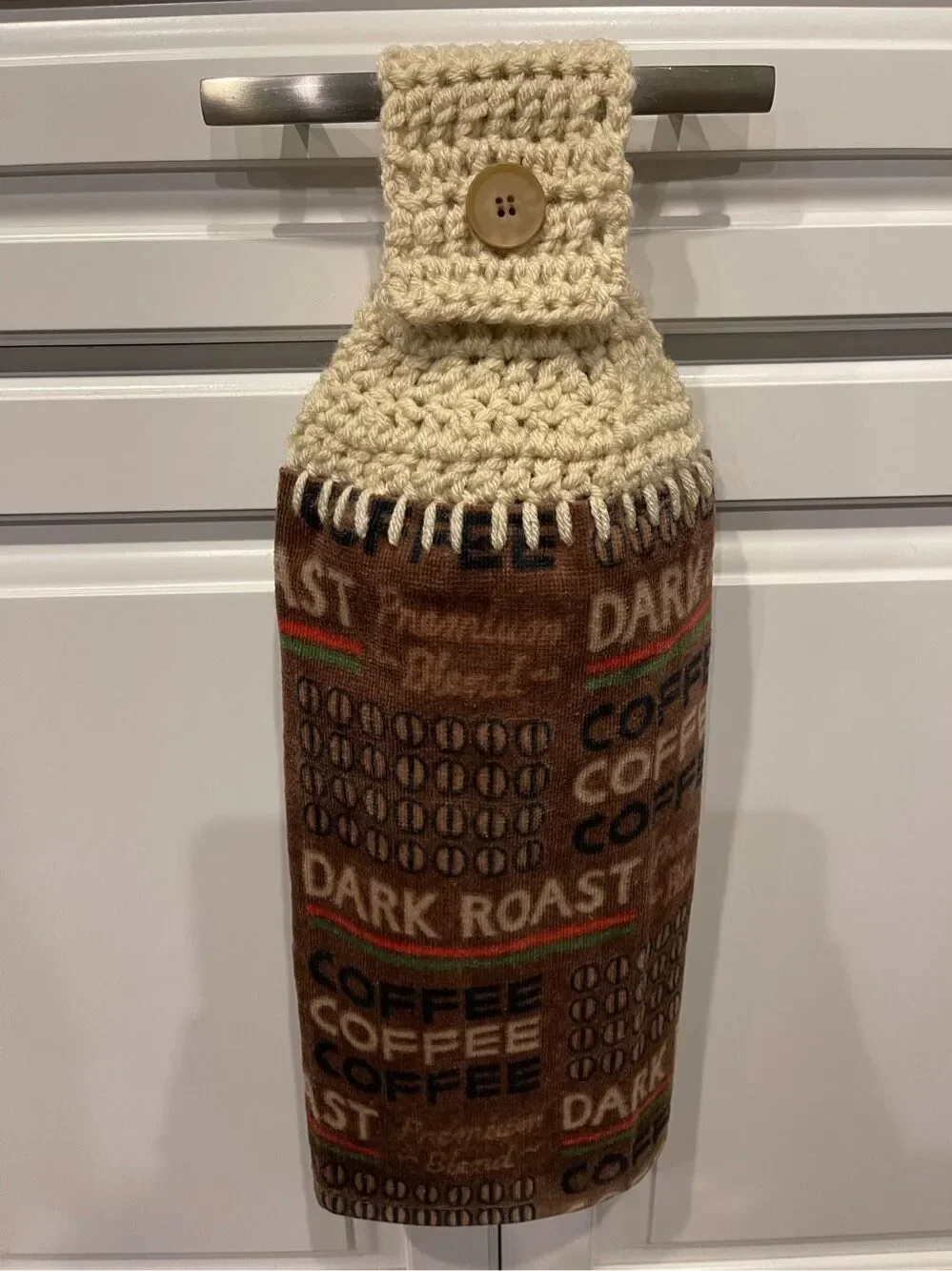 Crochet Top Kitchen Towel- Premium coffee